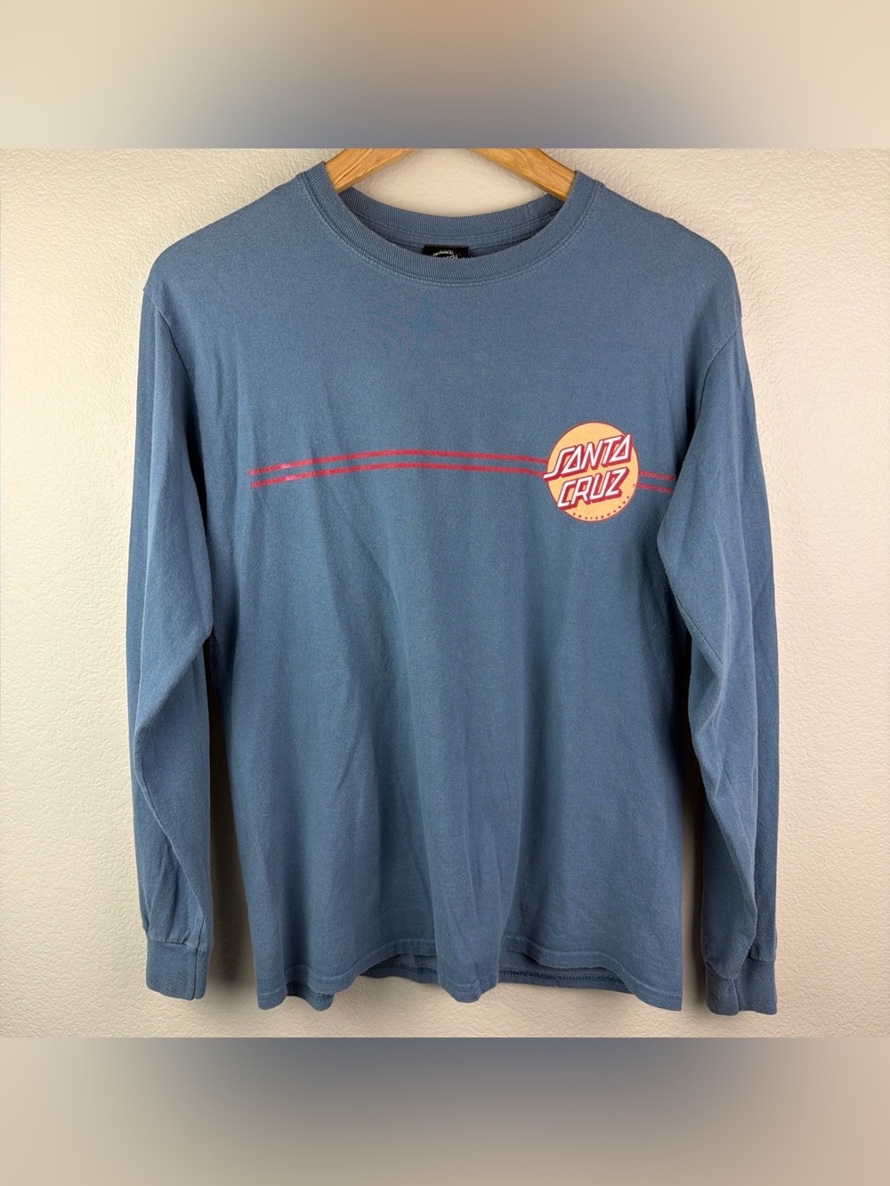 Santa Cruz Skateboard Long Sleeve Shirt Beach Logo Blue Adult Unisex Medium
